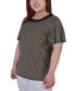 Фото #3 товара Plus Size Short Sleeve Knit Top with Sheer Inset