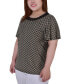 Plus Size Short Sleeve Knit Top with Sheer Inset