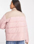 Фото #2 товара Wednesday's Girl high neck puffer jacket in pink contrast