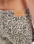 Фото #6 товара Stradivarius STR denim dad short in leopard print