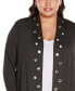 Фото #4 товара Plus Size Long Sleeve Grommet Trim Cardigan Sweater