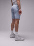 Topman – Leinenshorts in Blau mit elastischem Bund