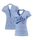 ფოტო #1 პროდუქტის Women's Navy Chicago Cubs Hail Mary V-Neck Back Wrap T-Shirt