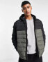 French Connection contrast puffer jacket with hood in black & khaki