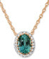 ფოტო #1 პროდუქტის Emerald (3/8 ct. t.w.) & Diamond (1/20 ct. t.w.) Pendant Necklace in 14k Rose Gold, 16" + 2" extender