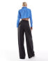 Фото #4 товара ASOS DESIGN Tall tailored wide leg trouser with asymmetric buckle detail in grey stripe