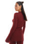 Фото #4 товара ONLY side split textured top co-ord in dark red