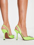 ASOS DESIGN Poppy embellished slingback high heeled shoes in lime