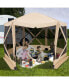 Фото #2 товара 1.5 X 11.5 FT 6-Sided Pop-up Screen House Tent With 2 Wind Panels for Camping