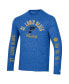 ფოტო #2 პროდუქტის Men's Heather Blue Distressed St. Louis Blues Multi-Logo Tri-Blend Long Sleeve T-shirt