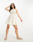 ASOS DESIGN Petite crochet halter mini dress with broderie in cream