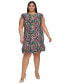 Фото #1 товара Plus Size Floral-Print Flutter-Sleeve Dress