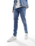 Фото #5 товара ASOS DESIGN skinny jeans with knee rip in dark wash blue