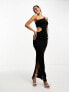 ASOS DESIGN asymmetric one shoulder cut out maxi dress in black