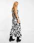 Фото #2 товара Violet Romance satin midi dress in cow print