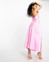 Фото #4 товара Aria Cove satin asymmetric neckline thigh split maxi dress in pink