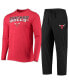 ფოტო #2 პროდუქტის Men's Black, Red Chicago Bulls Long Sleeve T-shirt and Pants Sleep Set