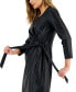 Фото #4 товара Women's Faux-Leather Classic Faux-Wrap Dress