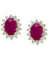 ფოტო #4 პროდუქტის EFFY® Ruby (2-7/8 ct. t.w.) & Diamond (3/8 ct. t.w.) Halo Stud Earrings in 14k Gold