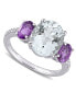 ფოტო #1 პროდუქტის Aquamarine (3 ct. t.w.), Amethyst (4/5 ct. t.w.) & Diamond (1/10 ct. t.w.) Ring in Sterling Silver