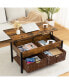 Brown Coffee Table with Lifting Desk & Storage