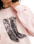 Фото #3 товара ASOS DESIGN oversized sweater with cowboy boot graphic in baby pink