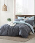 Фото #2 товара Ultra Soft Valatie Cotton Garment Washed Dyed Reversible 3 Piece Duvet Cover Set, Full/Queen
