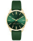 Фото #1 товара Women's Quartz Green Faux Leather Band Watch, 36mm