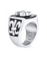 ფოტო #3 პროდუქტის Black Fleur De Lis Square Signet Ring Silver Tone Stainless Steel