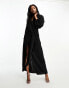 Aria Cove tie front drape maxi dress in black