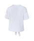 ფოტო #3 პროდუქტის Women's White Wisconsin Badgers Striped Front Knot Cropped T-shirt