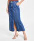 Фото #4 товара Women's Denim Slit Midi Skirt, Created for Macy's