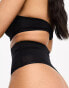 ASOS DESIGN Contouring medium control high waist thong with mesh in black