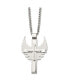 Фото #3 товара Chisel brushed Cross with Wings Pendant Curb Chain Necklace