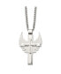 ფოტო #3 პროდუქტის Brushed Cross with Wings Pendant Curb Chain Necklace