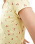 Фото #4 товара ASOS DESIGN v neck baby tee co-ord in buttermilk cherry print