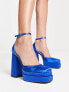 RAID Amira double platform heeled shoes in blue satin