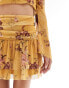 Фото #4 товара ASOS DESIGN co-ord mesh flippy mini skirt in floral embroidery print