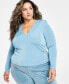 Фото #1 товара Trendy Plus Size V-Neck Long-Sleeve Top