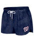 ფოტო #4 პროდუქტის Women's Navy Distressed Washington Nationals Tie-Dye Cropped Pullover Sweatshirt and Shorts Lounge Set