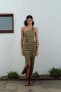 Asymmetric linen blend dress with gathering