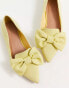 ASOS DESIGN Wide Fit Lake bow pointed ballet flats in lemon