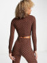 Фото #3 товара Fila retro long sleeve crop top in brown