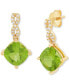 ფოტო #1 პროდუქტის Peridot (3-1/5 ct. t.w.) & Diamond (1/10 ct. t.w.) Cushion Drop Earrings in 14k Gold