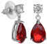 Sparkling earrings with red crystals