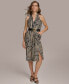 Women's Printed Belted Sleeveless Dress