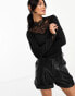 Фото #1 товара YAS lace insert long sleeve top in black - BLACK