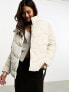 Vero Moda funnel neck padded jacket with belt in cream