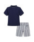 ფოტო #2 პროდუქტის Toddler Boys Tipped Pique Polo Shirt and Prewashed Plaid Shorts, 2 Pc Set