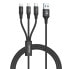 USB Cable to Micro USB, USB-C and Lightning Unitek C14049BK Black 1,2 m